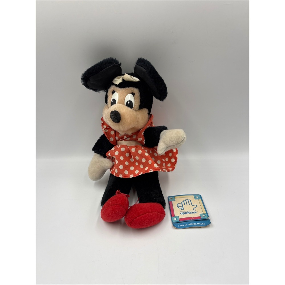 Applause Minnie Mouse Plush Toy Kids 10" Red Good‎ Vintage Polka Dot Dress 2376
